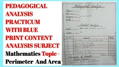 pedagogical Analysis Practicum with blue print Content Analysis Subject Mathematics