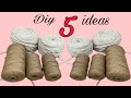 5 Diy Ideas With Rope/ Jute Rope Crafts/ Cotton Rope Craft Ideas/ اعمال يدويه بالخيش