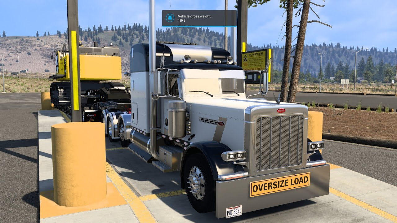 Oversized load Peterbilt389 Hauling Massive Komatsu Excavator