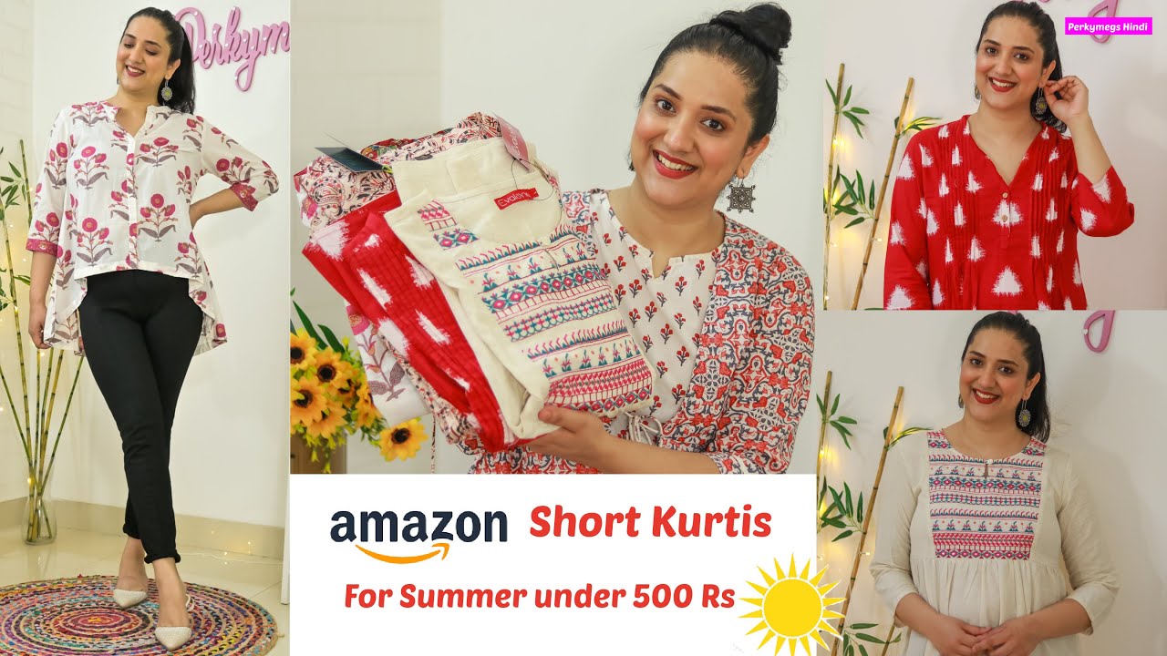Amazon Short Kurti Haul Starting Rs.199 | Trendy Cotton Summer Kurta for  Office/College | MahimaGiri - YouTube
