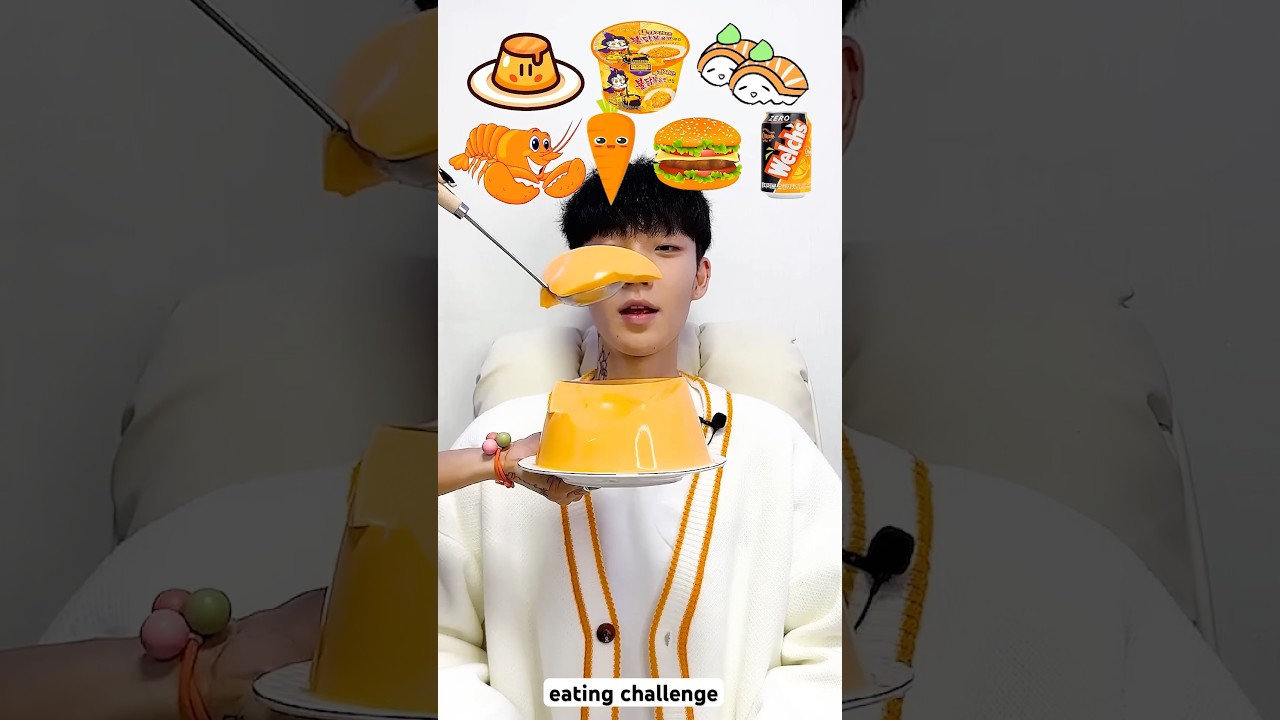 Orange jelly slime eating 