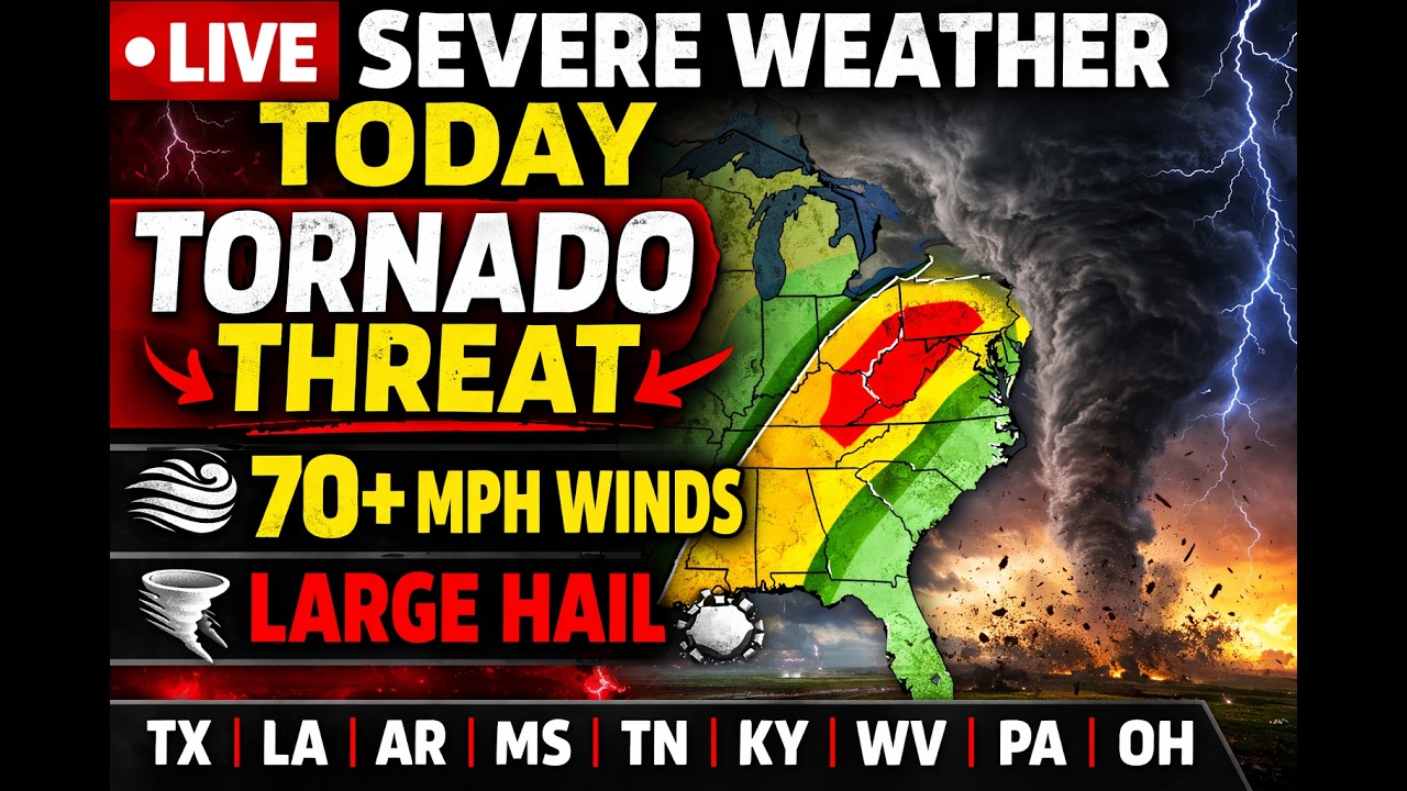 🚨 LIVE: Dangerous Severe Weather Outbreak Today – Tornado Threat & 70 ...