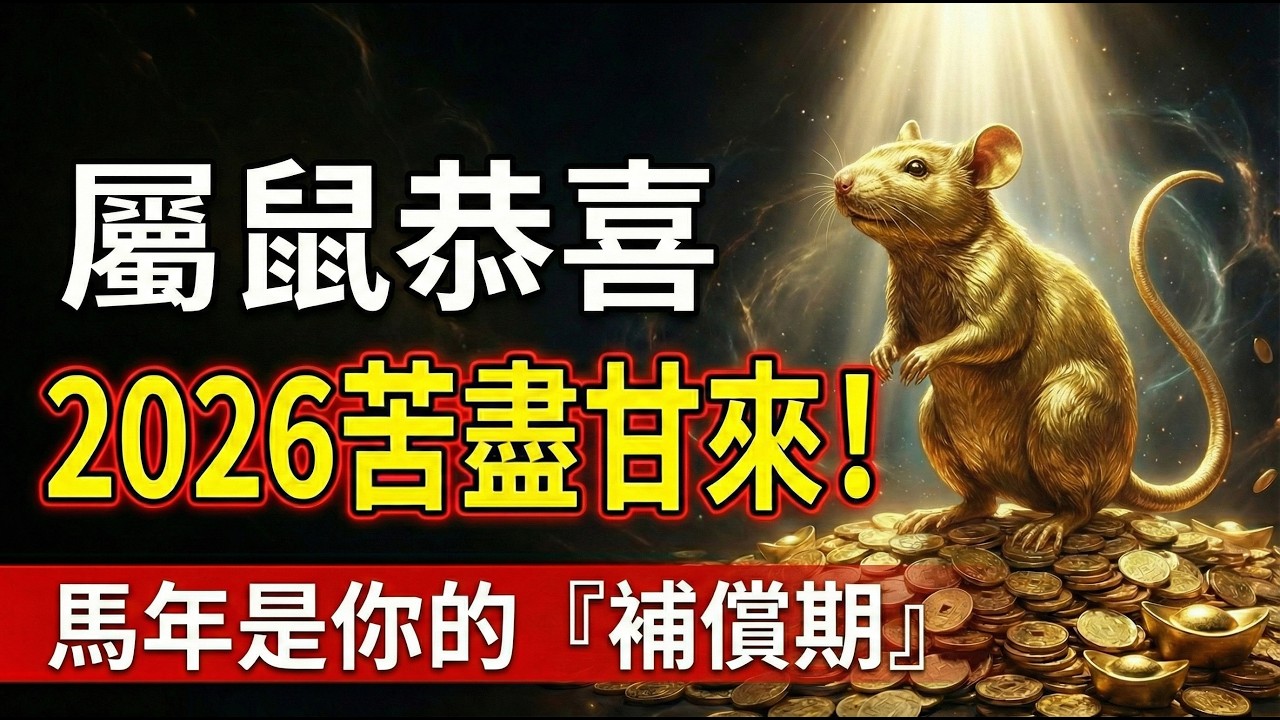 生肖鼠，你這些年受的苦，2026老天要翻倍還你了！今年你迎來『補償期』：這3種霉運徹底消失，擋都擋不住！#2026屬鼠運勢 #生肖鼠2026運勢 #屬鼠 #生肖鼠 #財運 #偏財運 #貴人 #改運