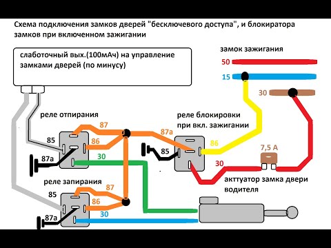 Описание схемы подключения центрального замка бесключевого доступа автомобиля с Али экспресс