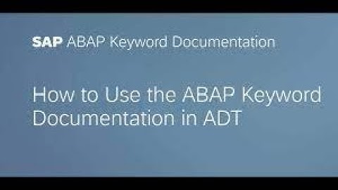 SAP ABAP Keyword Documentation in ADT ( F1 Help )