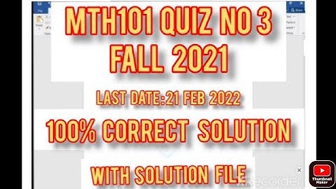MTH101 QUIZ No 3 Fall 2021 || MTH101 QUIZ No 3 Fall 2022 || MTH101 QUIZ No 3 solution