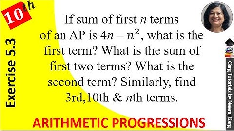 If the sum of first n terms of an ap is 4n-n2 what is the first term | Class 10 Maths Ex 5.3 Q11