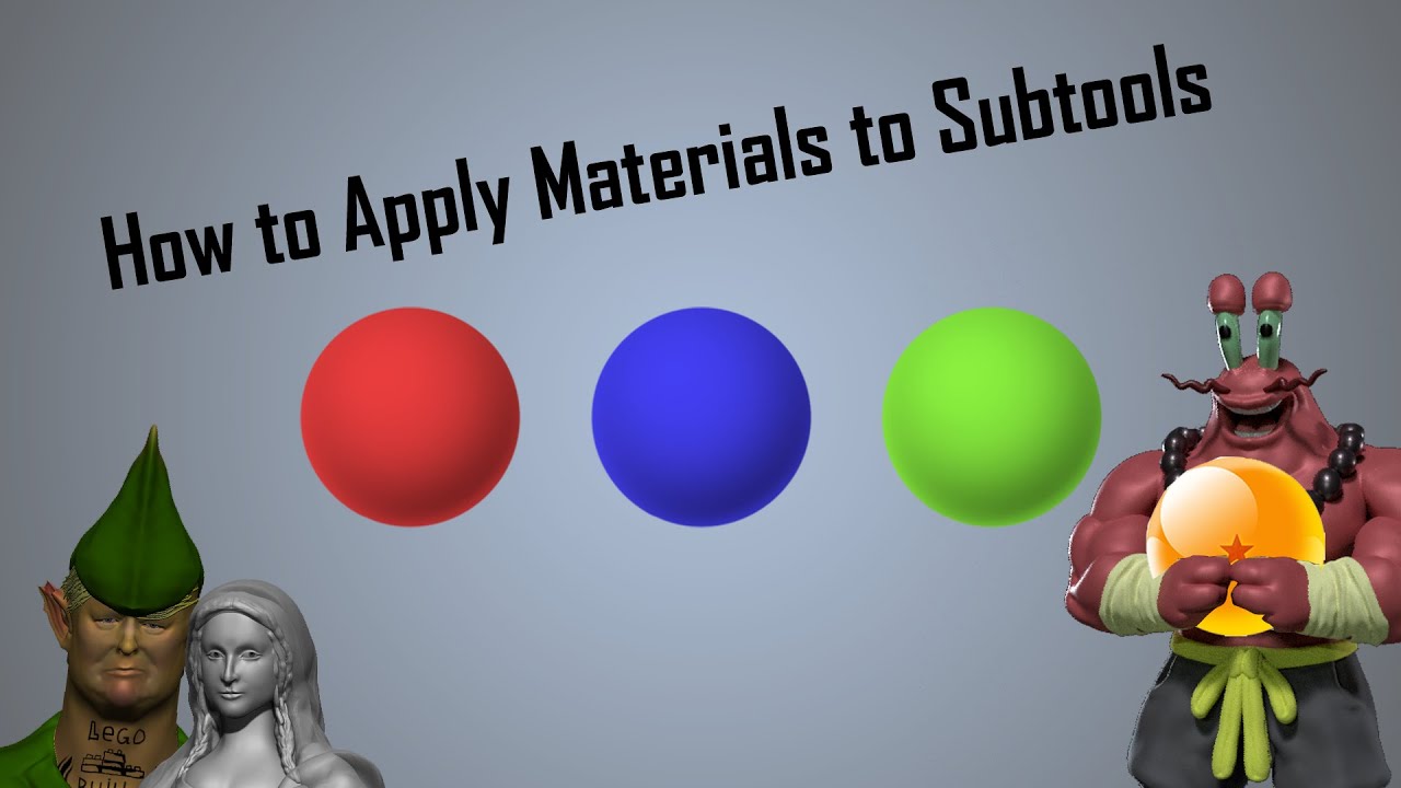 Zbrush Apply Materials to Subtools - YouTube