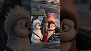 red penguin driving a car in an angry position #pinguinocarino #shortvideo #funny