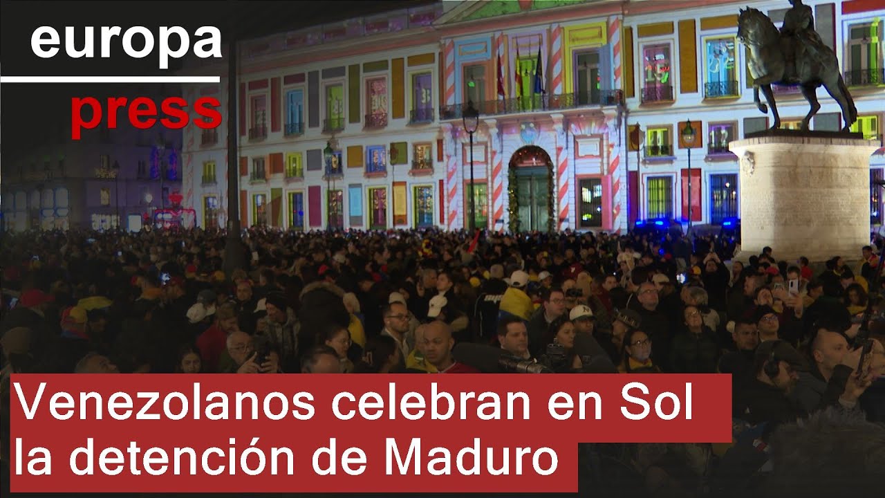 Centenares de venezolanos se concentran en Sol para celebrar la detención de Maduro