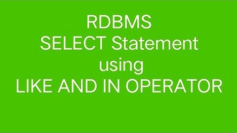 RDBMS Like operator In operator/Trb Computer instructor Grade-I