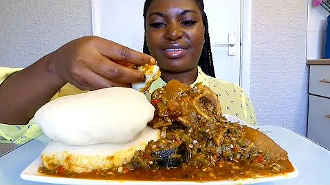 Asmr fufu with okro soup / Nigeria food mukbang
