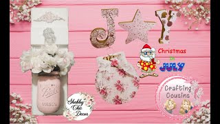 THREE SHABBY CHIC DECOR TUTORIALS | Christmas in July | Dollar Tree Projects | Beginner Craft DIYS