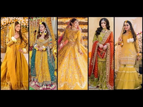 Mehndi dress design 2023  mayoun haldi mehndi dress design for bride  mehndi dress for bride