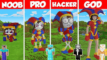 Pomni Digital Circus Build Battle Challenge - Noob vs Pro vs Hacker vs God - Minecraft Animation
