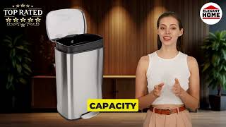 Top Rated Stainless Steel Trash Can Soft Close Pedal Bin for Kitchen