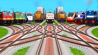 4+5 Indian Express High Speed Trains Crossing On Bumpy Railroad | Train Videos Indian Railways games