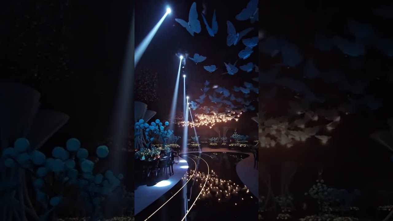 ✨ A fairytale ceiling of butterflies & lights, turning love into magic 💙🦋 For more infor DM us 