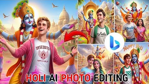 Lord Krishna 🤩 Ke Sath Holi 3d Image kaise creote kren || Holi images create Bing