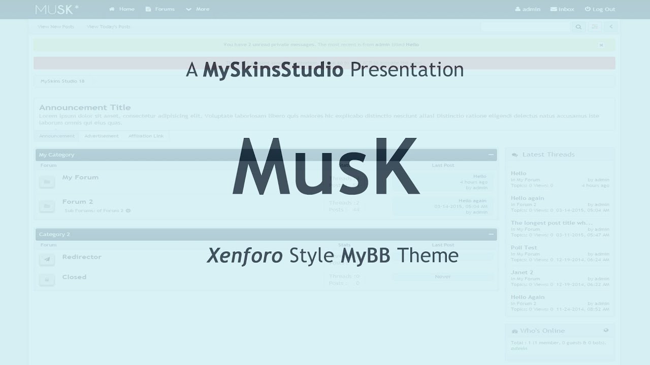 MusK   Xenforo Style MyBB Theme From MySkins Studio