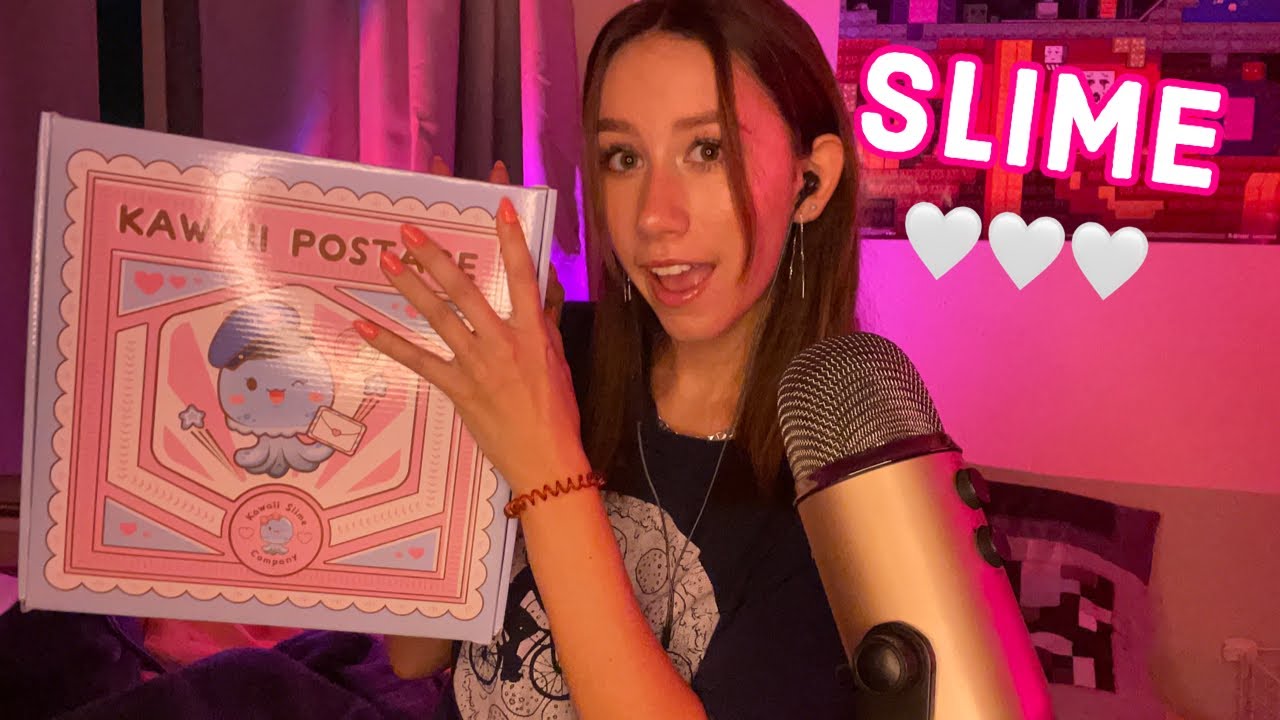ASMR | slime unboxing and playing with slime!! (kawaii slime company)