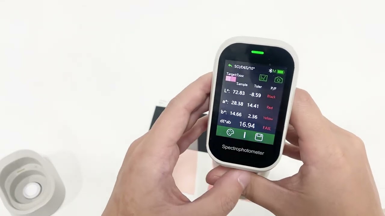 Colorimeter DS-200 to measure paint color difference demonstration video