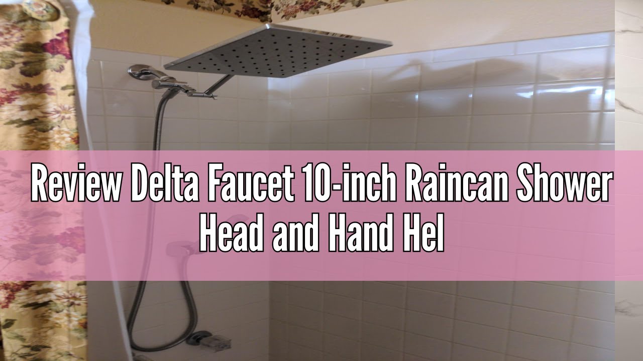 Review Delta Faucet 10-inch Raincan Shower Head and Hand Held Shower Combo, Black Square Shower Head