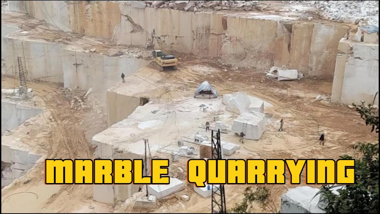An aerial view of the marble quarry