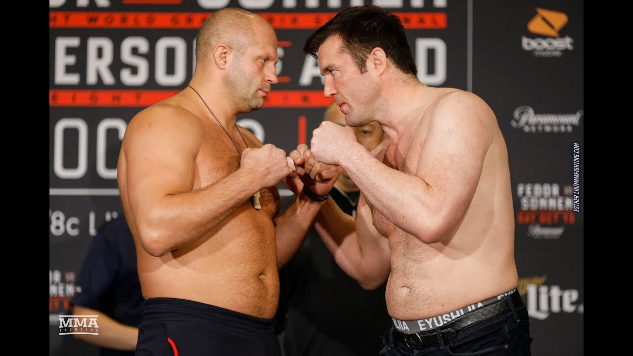 Fedor Emelianenko vs. Chael Sonnen Bellator 208 Weigh-In Staredown - MMA Fighting