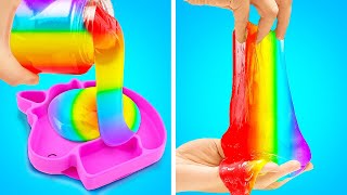 Rainbow DIY Slime Hacks || How To Make Colorful DIY Crafts At Home
