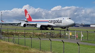 Amazing Cargolux Boeing 747-4HAF (ER) LX-MCL Leaving Prestwick. #planespotting #aviation #cargolux