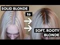 DIY root smudge/shadow root - soften roots on solid blonde