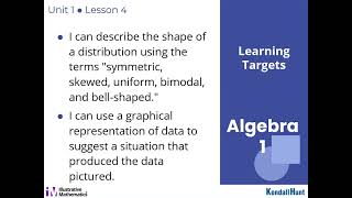 Algebra 1 Unit 1 Lesson 04 The Shape Of Distribution