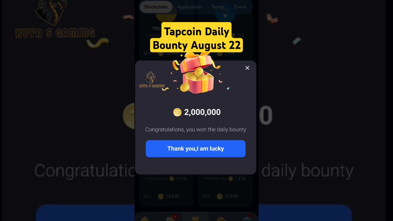 Tapcoin Daily Bounty August 22 2024