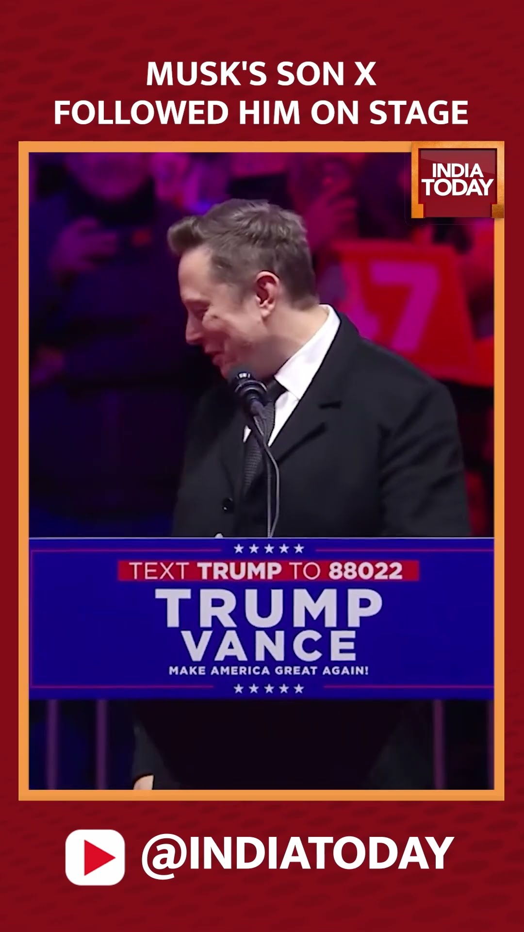Watch: Moment Elon Musk's son X followed him on stage at Trump's pre-oath rally