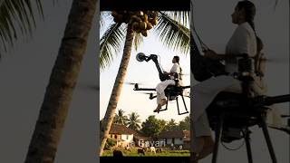Girl Controlling Drone To Cut Coconut Village Drone Cutting