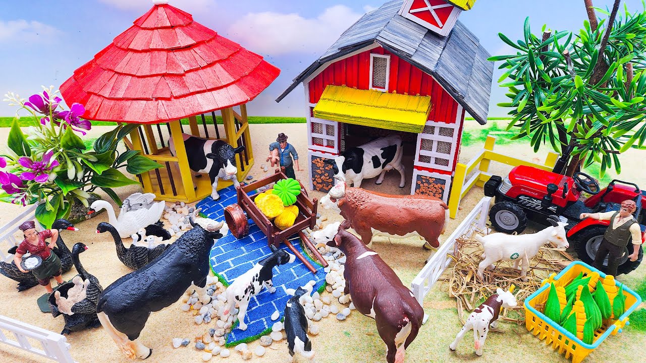 1 Hour of The Most Satisfying Build Mountain Farm Diorama - Barn for Cow, Horse - Miniature Farm !