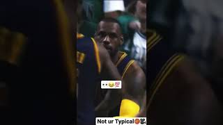 Lebron James trash talking after he got a block on defender