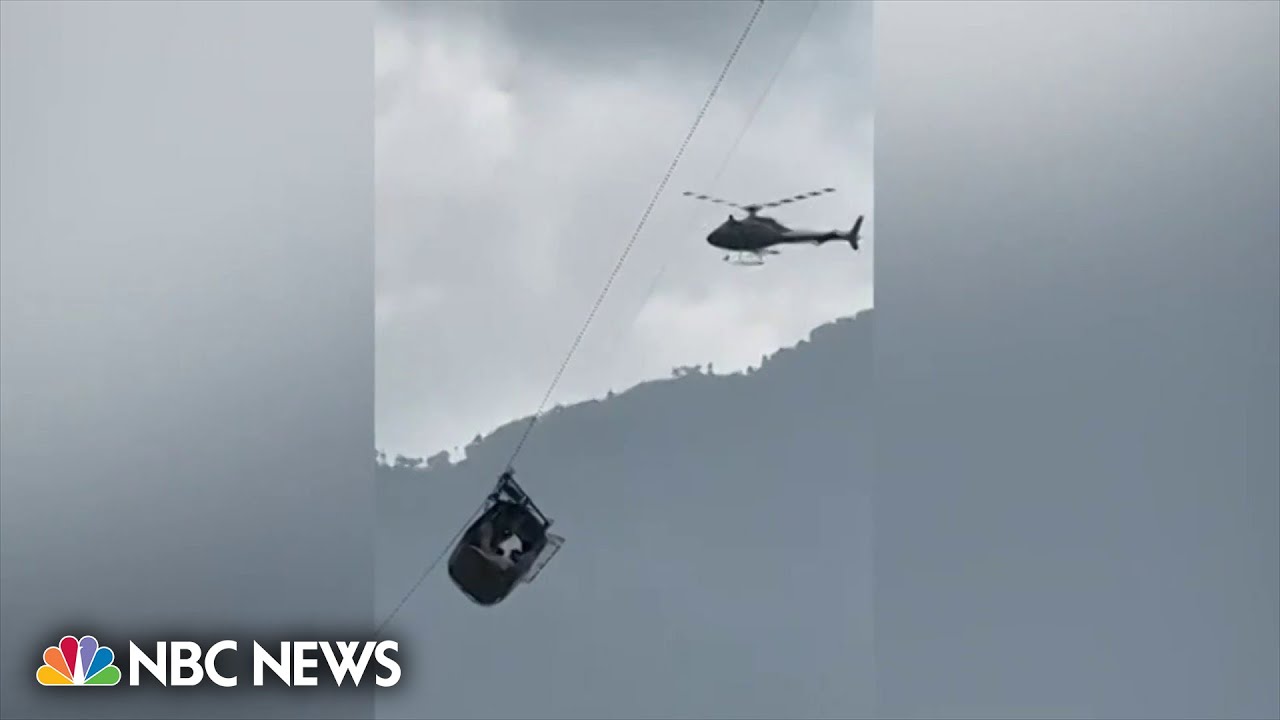 Pakistani students saved from dangling cable car