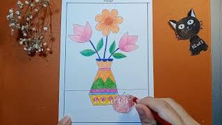 Tĩnh vật - Vẽ Tranh Tĩnh Vật Màu \/ Vẽ Lọ hoa và quả | Vẽ theo mẫu | KC art 3