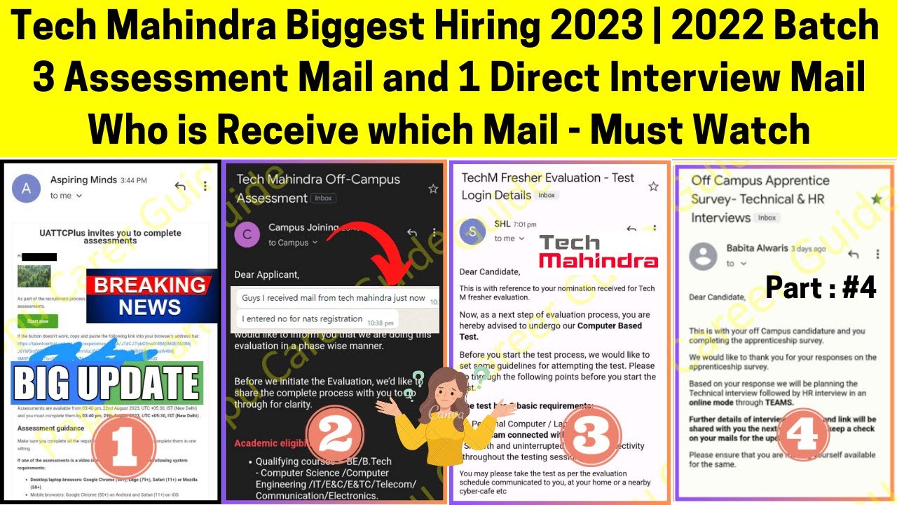 Tech Mahindra New Changed Hiring Process 2023⚡3 Exam Mail 1 Interview