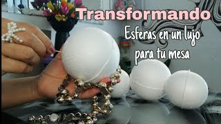 Mira como transformó esferas!! un lujo para tu comedor.   Un elegante centro de mesa