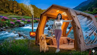 Title:Solo Lakeside Camping with a Cozy Air Tent | Relaxing Camp ASMR