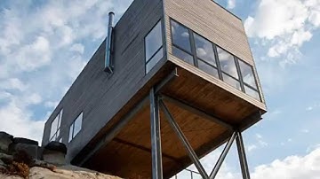 Affordable wooden cabin is precariously perched over a cliff in Nova Scotia