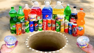 Pepsi, Different Fanta, Coca Cola, Mirinda, Sprite and Many Other Sodas vs Mentos Underground