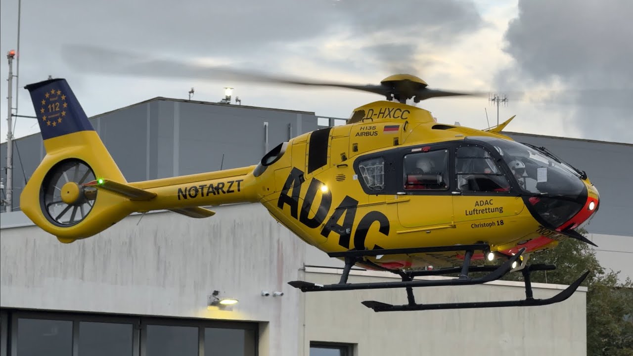 ADAC Luftrettung | Landung Christoph 18 | Airbus H135 | D-HXCC | Main Klinikum Ochsenfurt