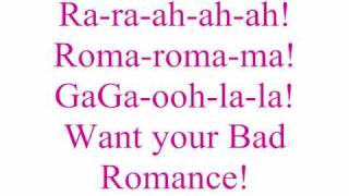 Miniatura de vídeo de "Lady gaga Bad Romance with lyrics"