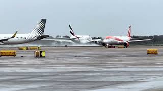 Wet And Miserable Airbus A380 Take Off