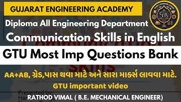GTU MOST Imp Questions[ Communication Skills in English-4300002] [Sem-1 Diploma All AA+AB ગ્રેડસાથે
