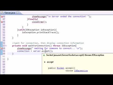 Intermediate Java Tutorial  - 41 -  Waiting for a Connection